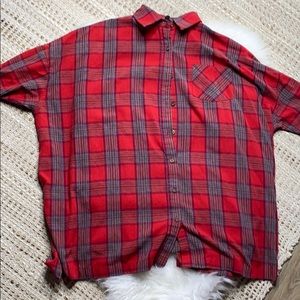 Oversized plaid shirt with pockets
